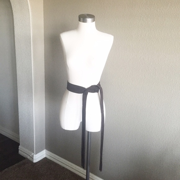 White House Black Market Suede Fringed Obi Belt - Size Medium / Large - Picture 1 of 5